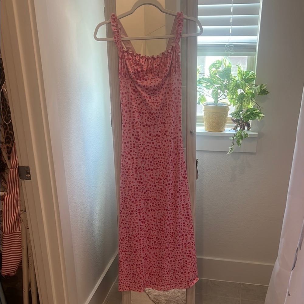 Commense Pink Floral Maxi Dress